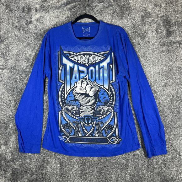 Tapout Shirt Mens Medium Blue Long Sleeve Graphic Fist MMA UFC Driven To Win - Picture 1 of 9